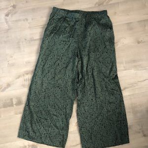 Eileen Fisher SILK GEORGETTE STRAIGHT PANT - Green mix print Small